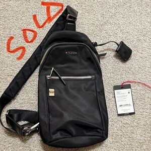 Tumi Jet Black Belt Bag with Metallic Details